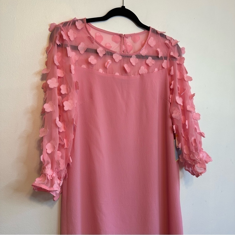 Cece NWT Sz M Medium Cupid Pink Sheer Sleeve Dress - Picture 3 of 11